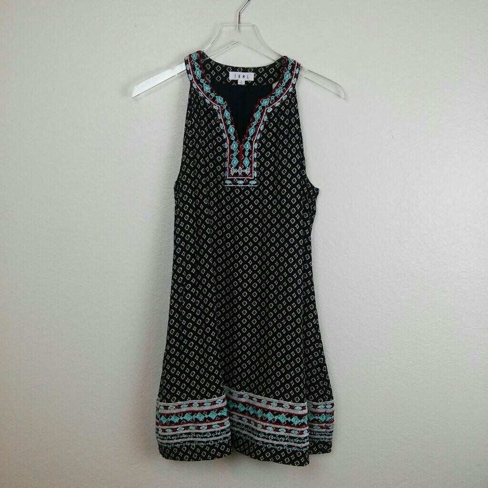 THML Size L Tribal Navy Embroidered Dress